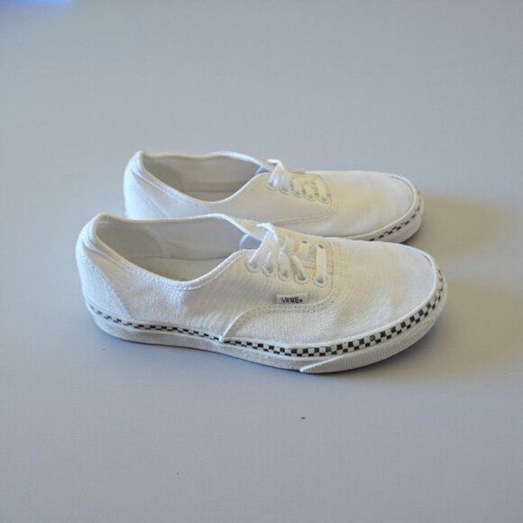 Vans Authentic Check Foxing True White Women’s 9 (Fits 8) Canvas Skate Shoes - Picture 1 of 13